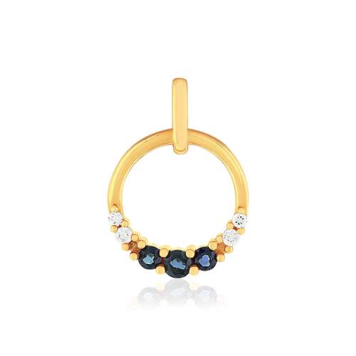 Pendentif or 375 jaune saphirs et diamants