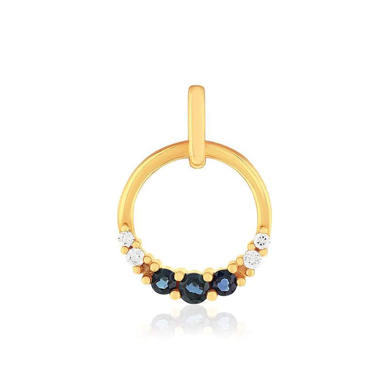 Hanger van 375 geelgoud met saffieren en diamanten - afbeelding 1