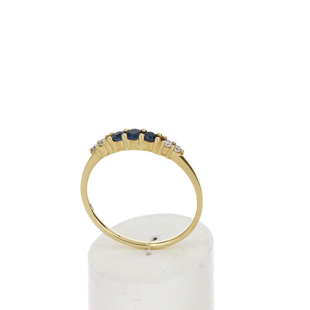 Bague or 375 jaune saphirs et diamants - vue 2