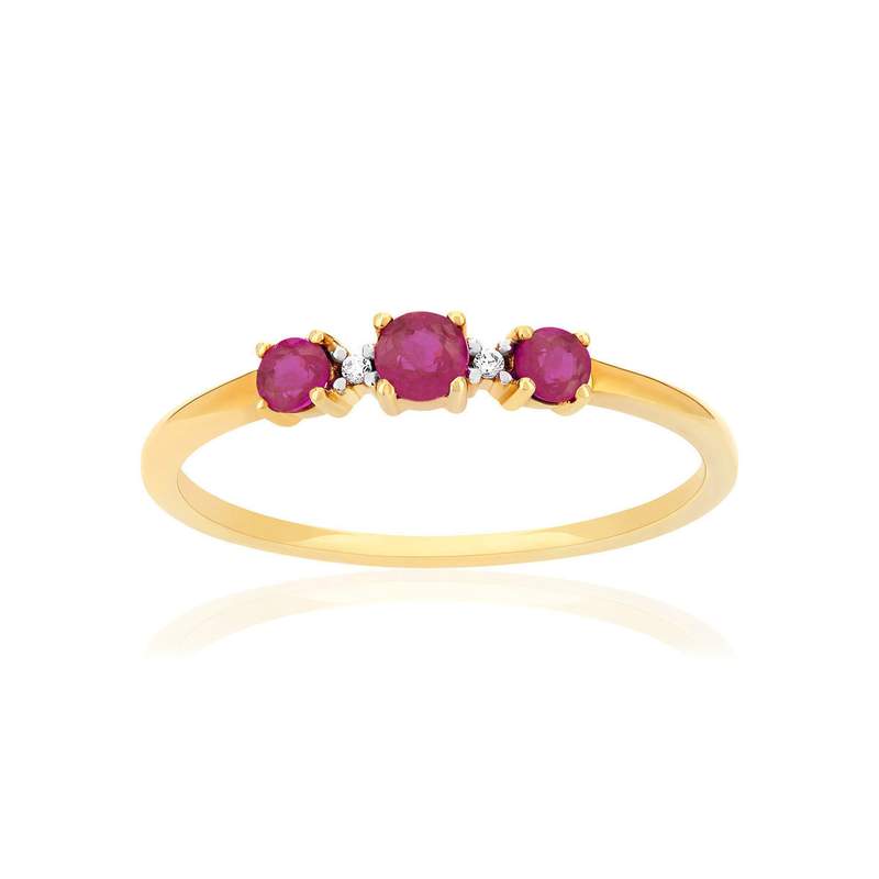 Bague or 375 2 tons rubis et diamants - vue 1