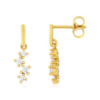 Boucles d'oreilles or 375 jaune  pendants zirconias