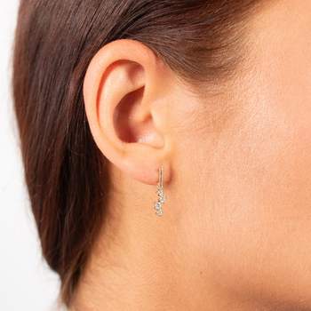 Boucles d'oreilles or 375 jaune  pendants zirconias