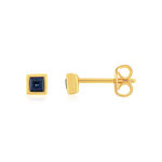 Boucles d'oreilles or 375 jaune saphirs carrés - vue 1