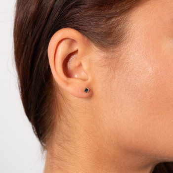 Boucles d'oreilles or 375 jaune saphirs carrés