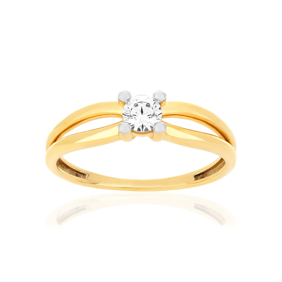 Solitaire or 375 jaune zirconia