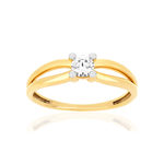 Solitaire or 375 2 tons zirconia - vue 1