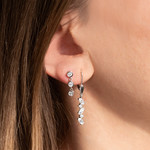 Boucles d'oreilles or 375 blanc dormeuses zirconias - vue porté 2