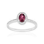 Bague or 375 blanc grenat rhodolite et diamants - vue 1