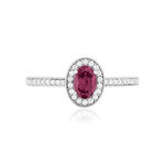 Bague or 375 blanc grenat rhodolite et diamants - vue 3