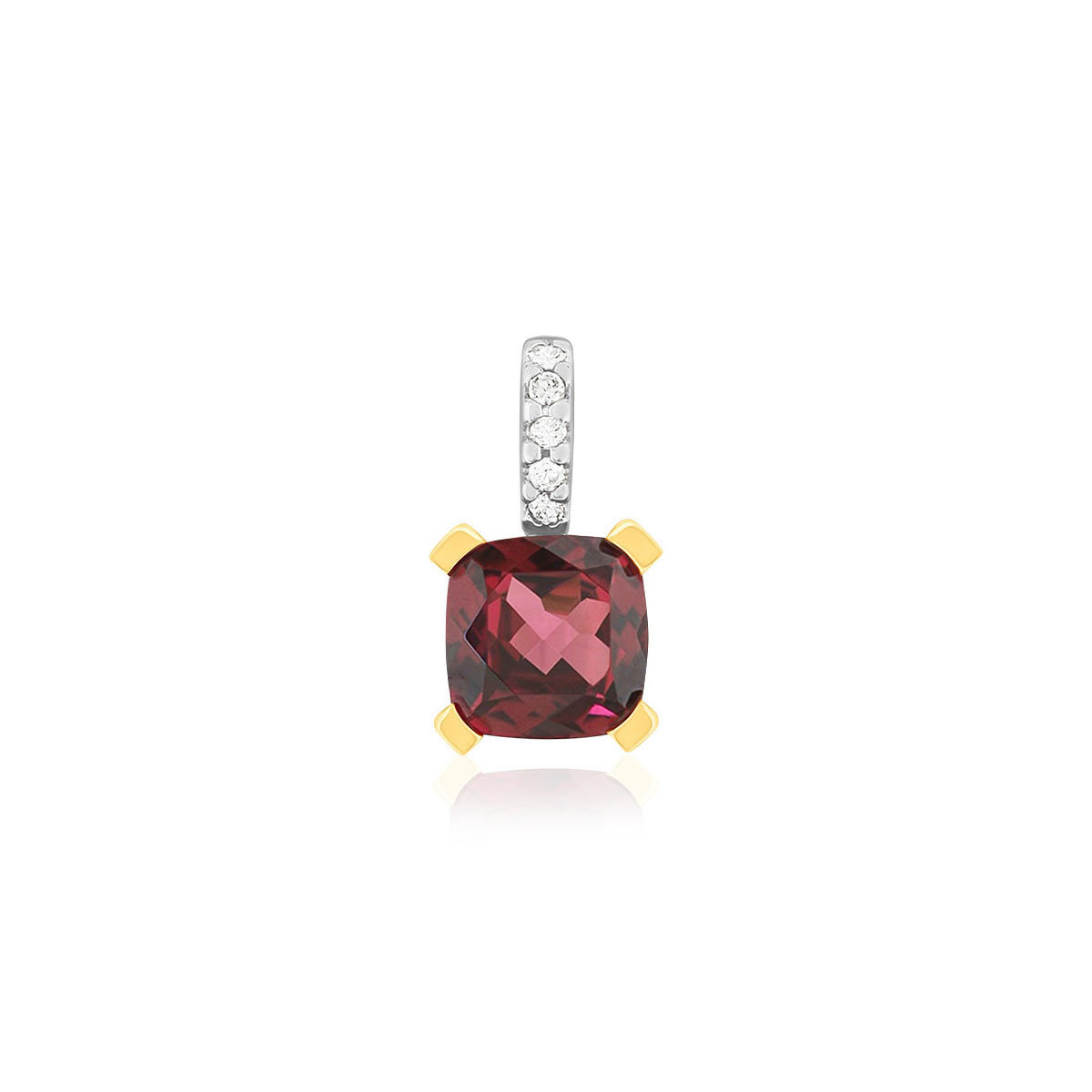 Pendentif or 375 2 tons grenat rhodolite et diamants