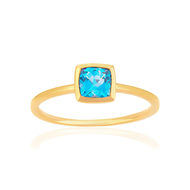 Bague or 375 rose topaze bleue traitée