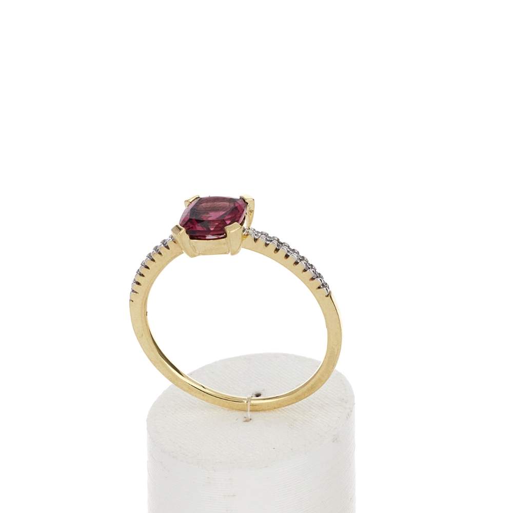 Bague or 375 2 tons grenat rhodolite et diamants - vue 2