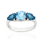 Bague or 375 blanc topazes bleues traitées - vue 1