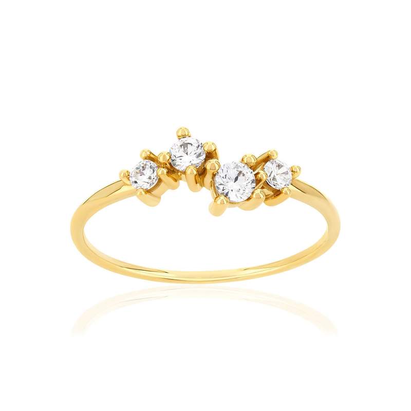 Bague or 375 jaune zirconias - vue 1