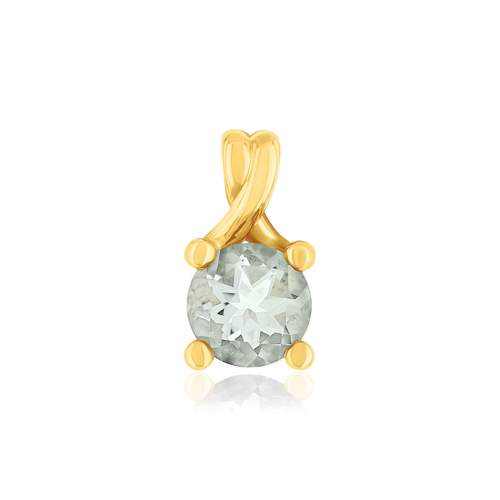 Pendentif or 375 jaune quartz vert