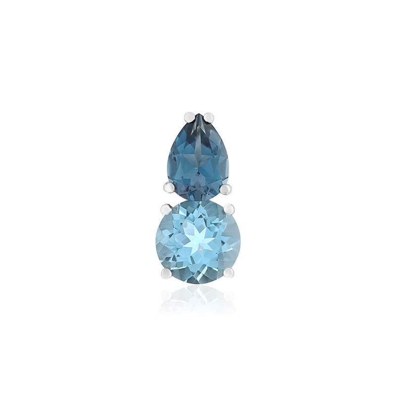 Pendentif or 375 blanc topazes bleues traitées - vue 1