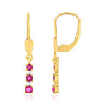 Boucles d'oreilles or 375 2 tons dormeuses rubis diamants - vue 1