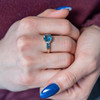 Bague or 375 2 tons topazes et diamants - vue Vporté 1