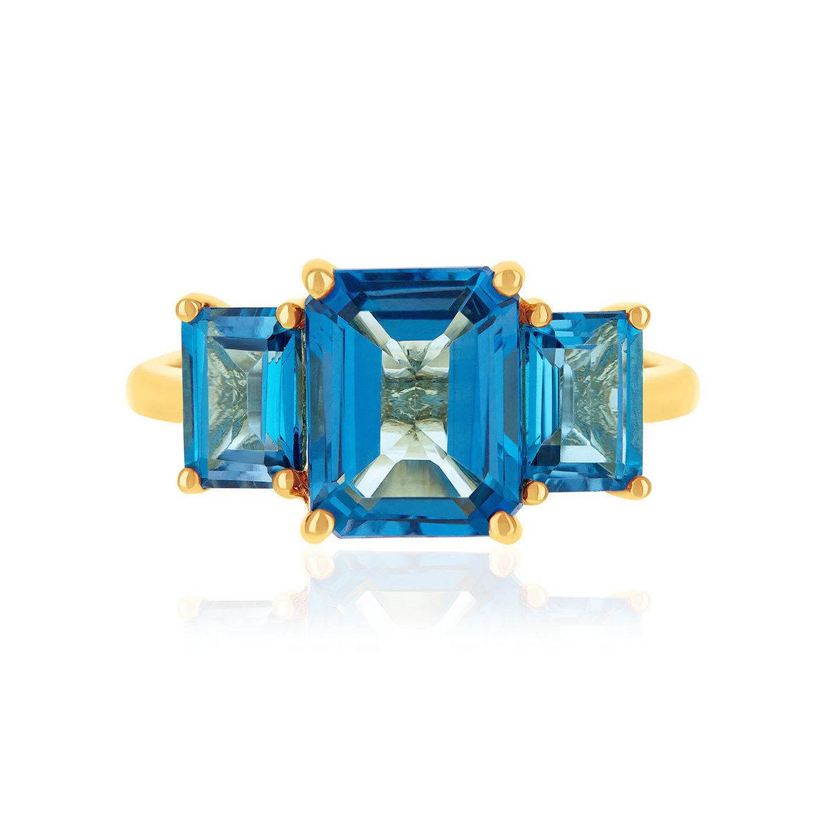 Ring van 375 geelgoud met vierkante behandelde topaas - afbeelding 3