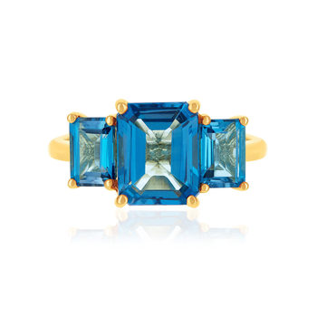 Bague or 375 jaune topazes traitées carrées