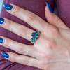 Bague or 375 jaune topazes bleues traitées ovales et diamants - vue Vporté 1