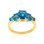 Bague or 375 jaune topazes bleues traitées ovales - vue 1