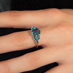 Gold ring 375 yellow oval blue topaz - view worn 1