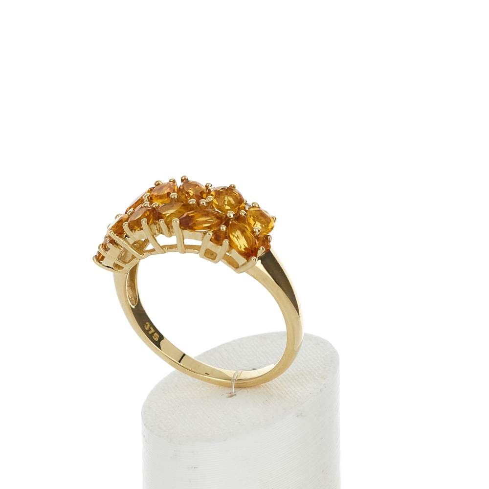 Bague or 375 jaune citrines et diamants - vue 3
