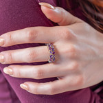 Gold ring 375 yellow rhodolite garnets and amethysts - view worn 1