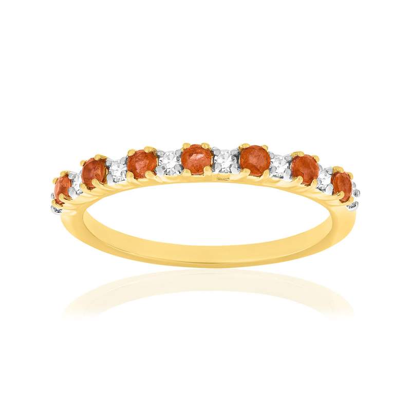 Bague or 750 jaune et rhodié diamants et saphirs - vue 1
