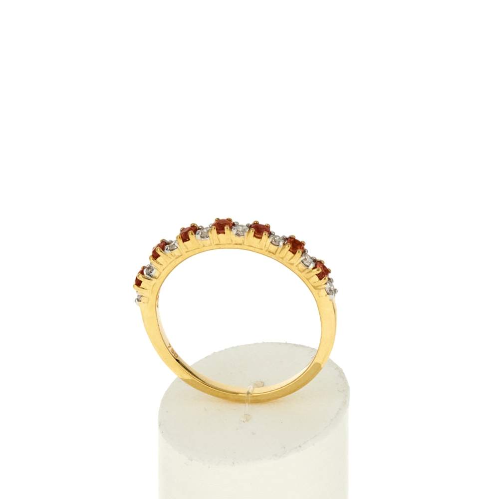 Bague or 750 jaune et rhodié diamants et saphirs - vue 2