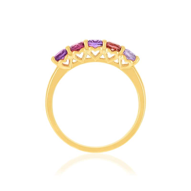 Bague or 375 jaune améthystes et tourmaline - vue 2