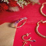 Bague or 375 jaune améthystes et diamants - vue D1