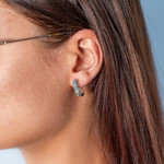 Boucles d'oreilles or 375 jaune topazes bleues traitées - vue porté 1