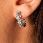 Boucles d'oreilles or 375 jaune topazes bleues traitées - vue porté 2