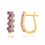 Boucles d'oreilles or 375 jaune améthystes - vue 1