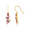 Boucles d'oreilles or 375 jaune diamants grenats rhodolites et saphirs - vue V1