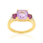 Bague or 375 jaune diamants, améthyste et grenats rhodolites - vue 1
