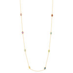 Collier or 375 jaune améthystes, citrine, topaze traitée, péridot et grenat 60cm - vue 2