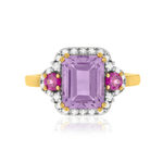 Ring in 375 geelgoud met diamant, amethist en rhodolietgarnet - bekijk 3