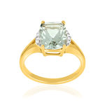 Bague or 375 jaune diamants et quartz vert - vue 1