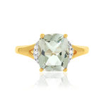 Ring van 375 geelgoud met diamanten en groene kwarts - afbeelding 3