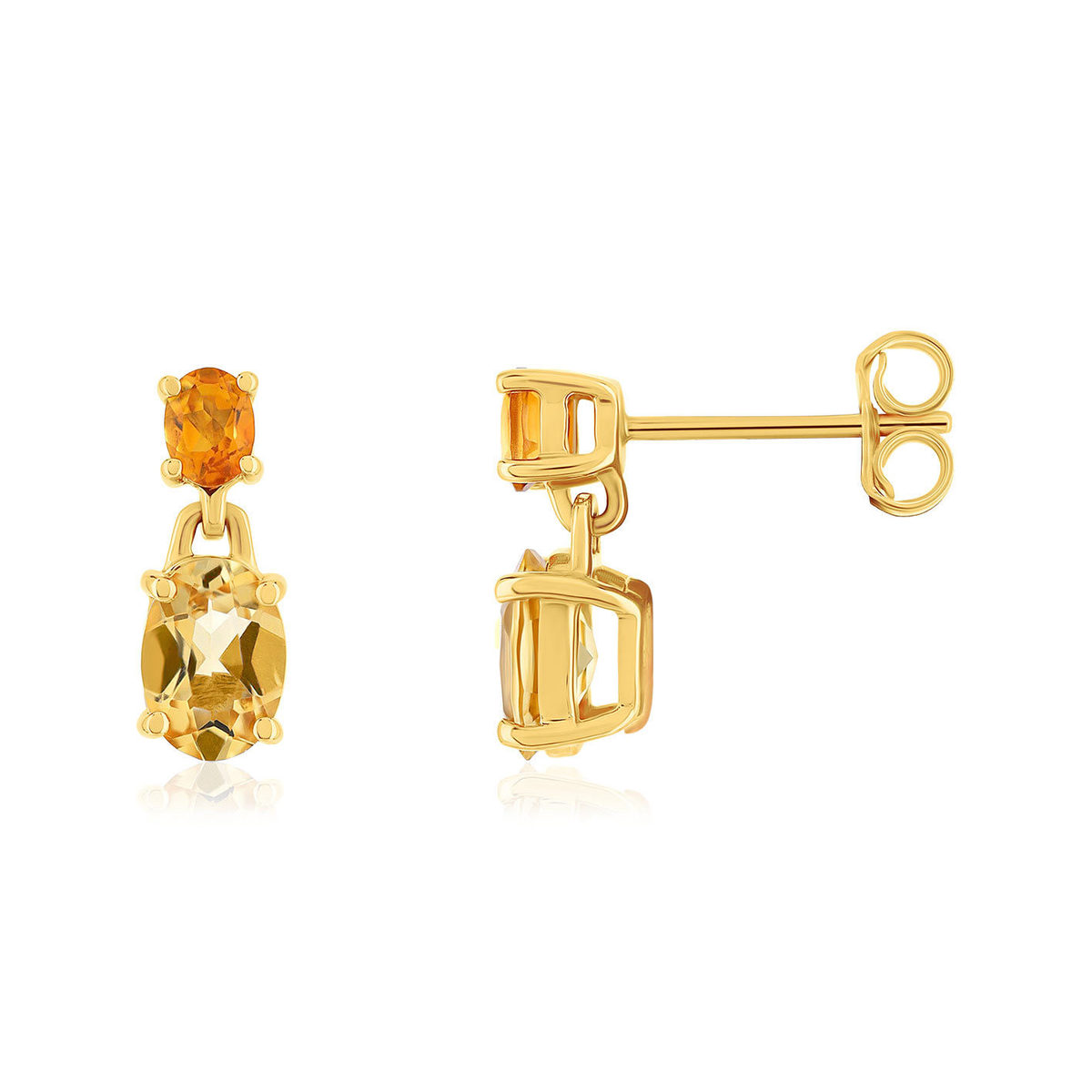 Boucles d'oreilles or 375 jaune citrines