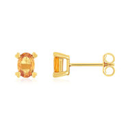 Boucles d'oreilles or 375 jaune saphir orange