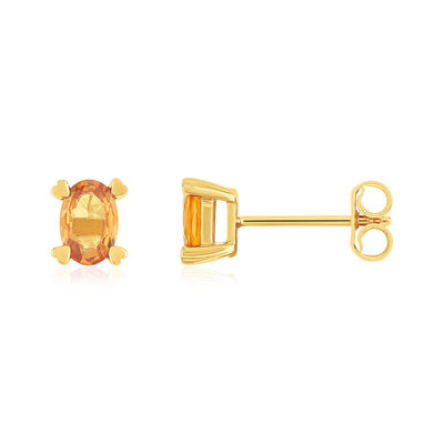 Boucles d'oreilles or 375 jaune saphir orange