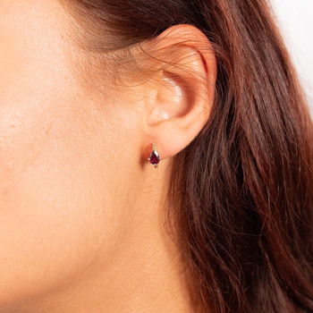 Boucles d'oreilles or 375 jaune grenat rhodolite et saphirs orange