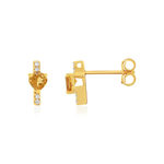 Boucles d'oreilles or 375 jaune diamants et citrine - vue 1
