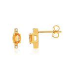 Boucles d'oreilles or 375 2 tons diamants et saphirs oranges - vue 1
