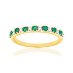 Bague or 750 jaune et rhodié diamants et émeraudes - vue 1