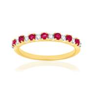 Bague Cocktail Or Blanc 18k - Diamants Ronds 0.60 Ct & Rubis 3.07 Ct - Taille 54